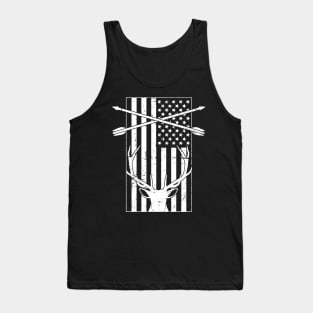 Distressed American Flag & Deer Bow Hunting Tank Top